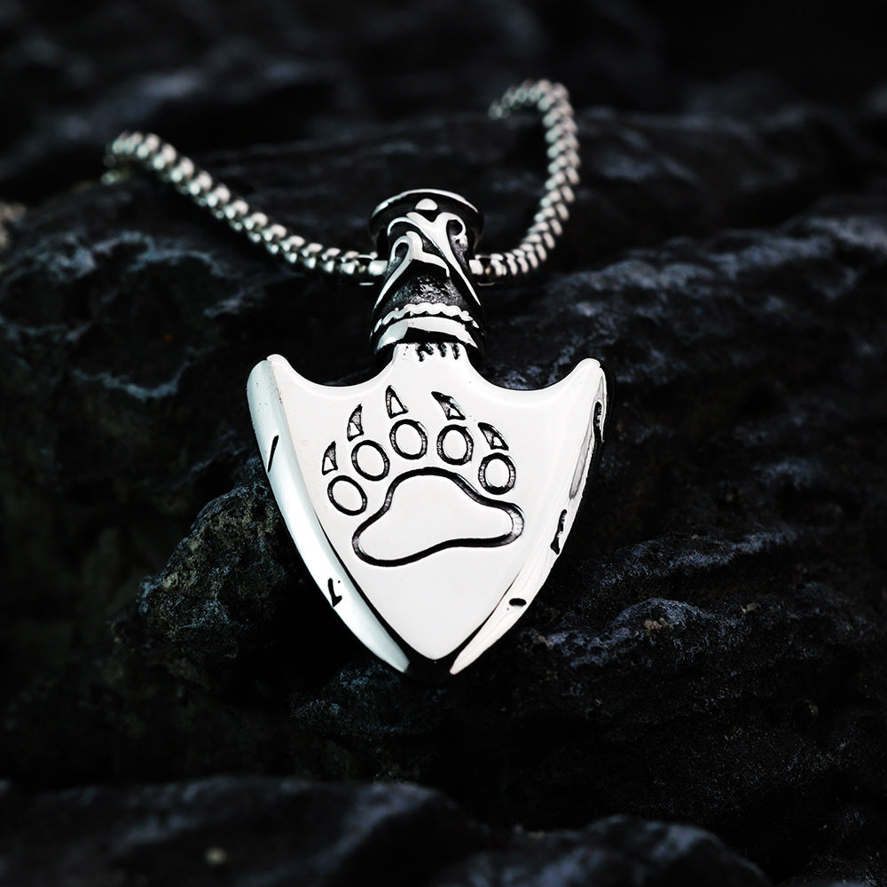 Planderful Viking Rune Triangle Pendant Titanium Steel DoubleSided For Men Norse Legacy Jewelry