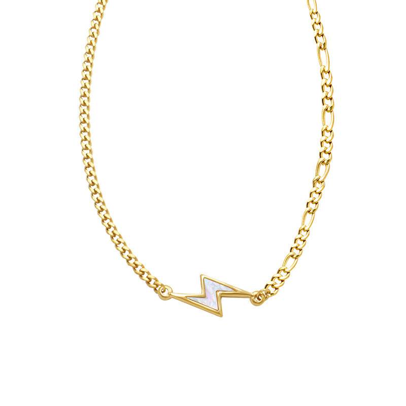 Elegant Gold-Plated Lightning Necklace with White Seashells