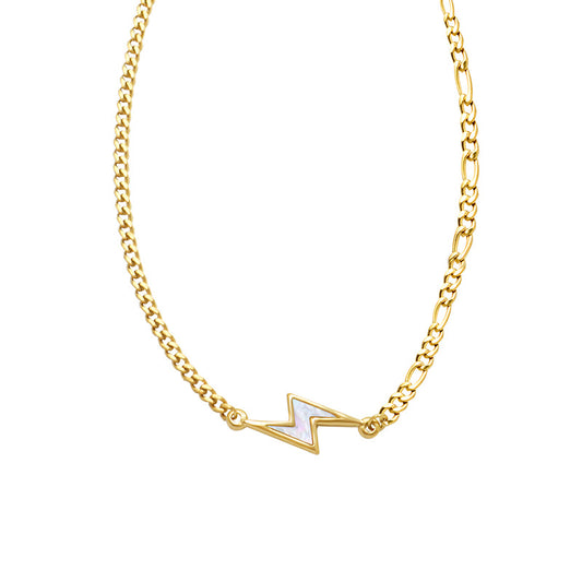 Elegant Gold-Plated Lightning Necklace with White Seashells
