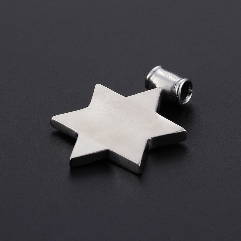 Hexagram Titanium Steel Men's Pendant - Retro Punk Style for Men