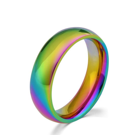 Colorful Titanium Steel Ring Gender-Neutral Rainbow Jewelry