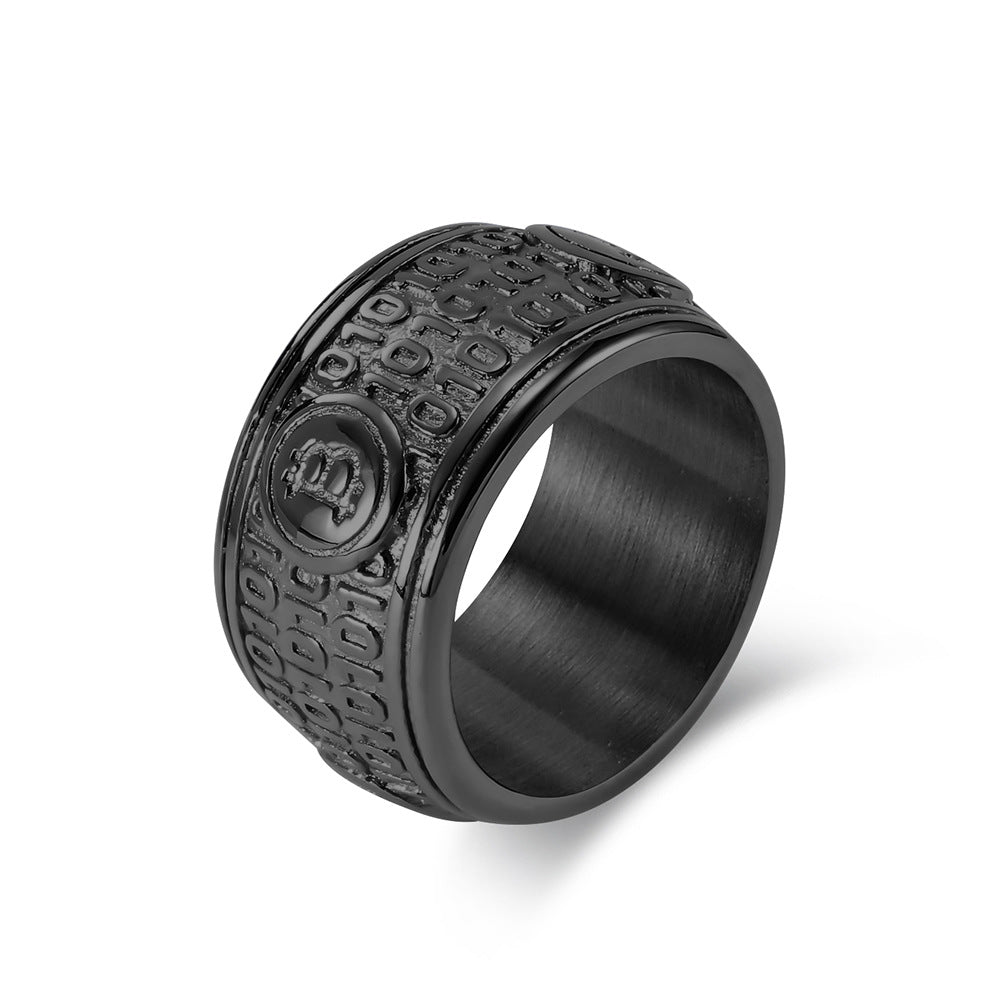 Planderful Bitcoin Titanium Steel Ring For Men Premium Hip Hop Style Versatile Everyday Genie Accessory