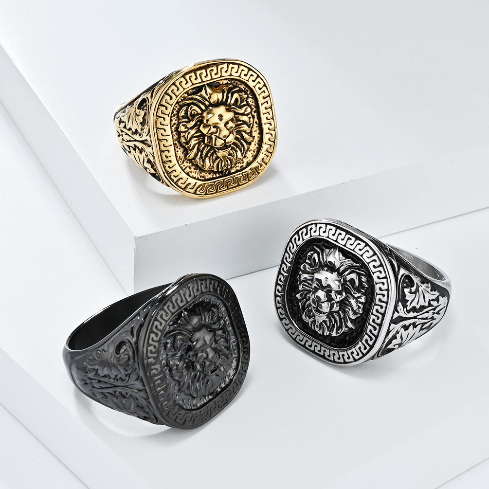 Steel Ring – Statement Lion Head Hip Hop Ring