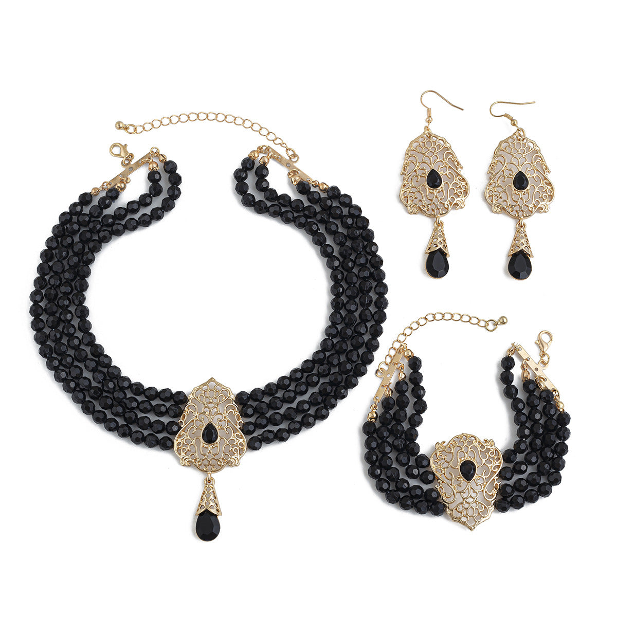 French Crystal Teardrop Jewelry Set
