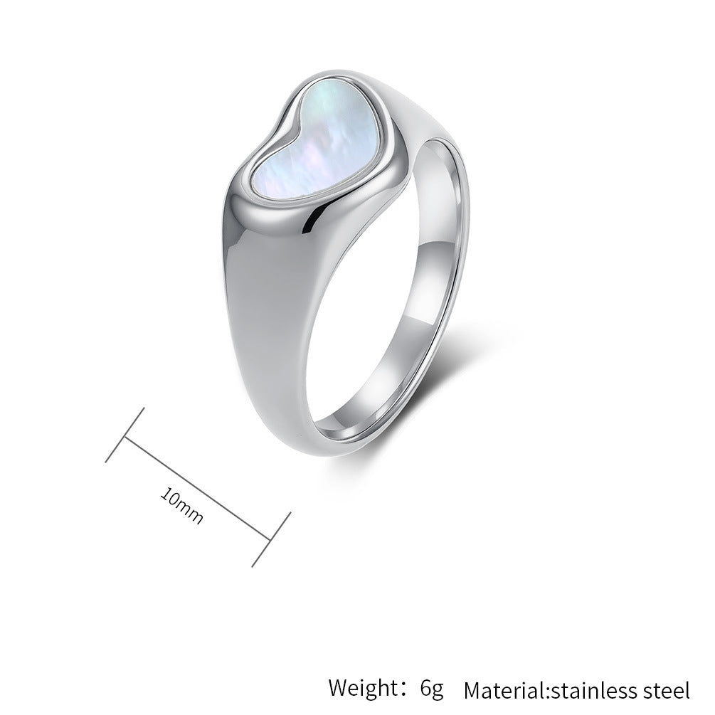 Planderful Stainless Steel Heart Ring Light Luxury High End Jewelry For Women Gift