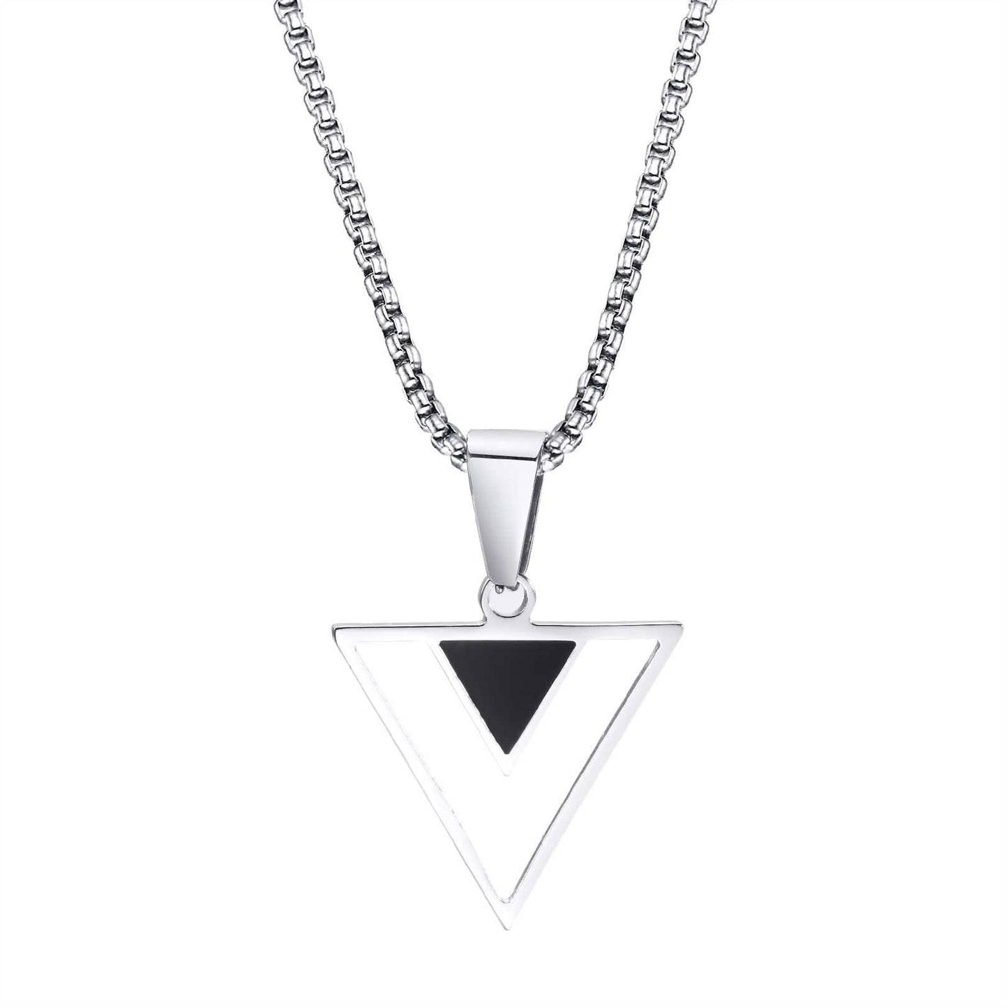 Stainless Steel Triangle Geometric Smear Oil Pendant Necklace