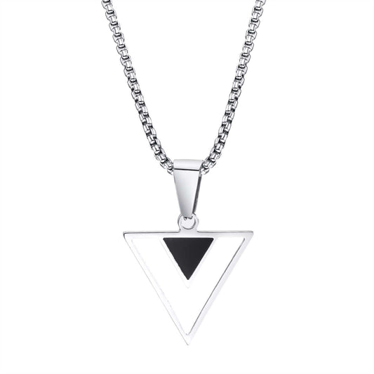 Stainless Steel Triangle Geometric Smear Oil Pendant Necklace