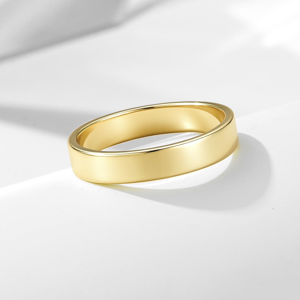 S925 Silver Minimalist Smooth Plain Ring, Foreign Trade And Gold-Plated Wide Plain Ring