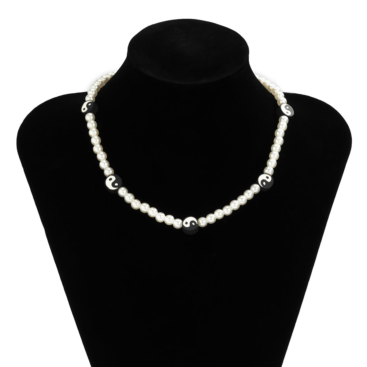 Planderful Vienna Verve Imitation Pearl Taiji Beaded Geometric Necklace For Women Elegant Statement Jewelry
