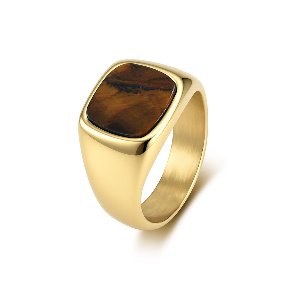 Seal Gemstone Stainless Steel Ring
