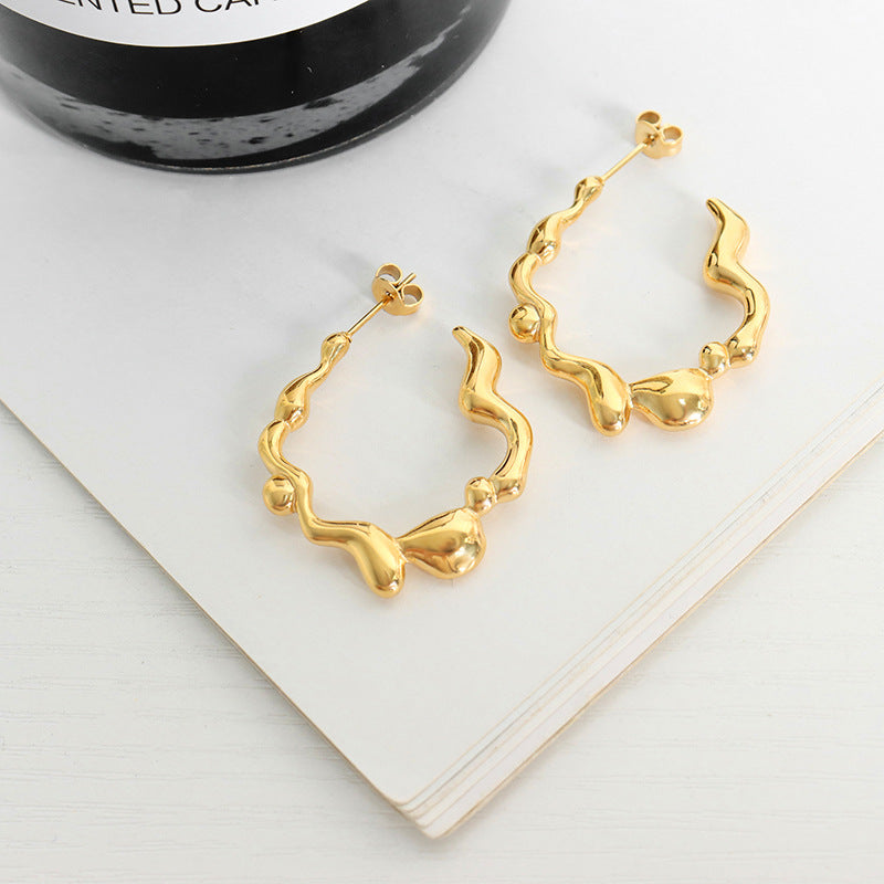 C-Shaped Titanium Steel Earrings for Women - Hip-Hop Inspired Luxury Jewelry