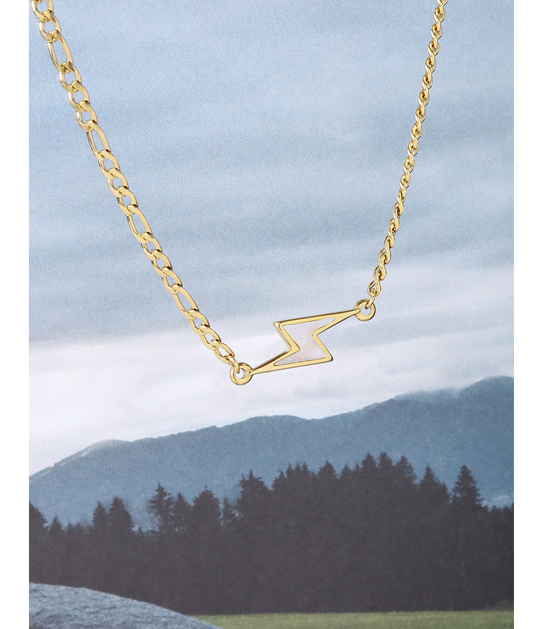 Elegant Gold-Plated Lightning Necklace with White Seashells