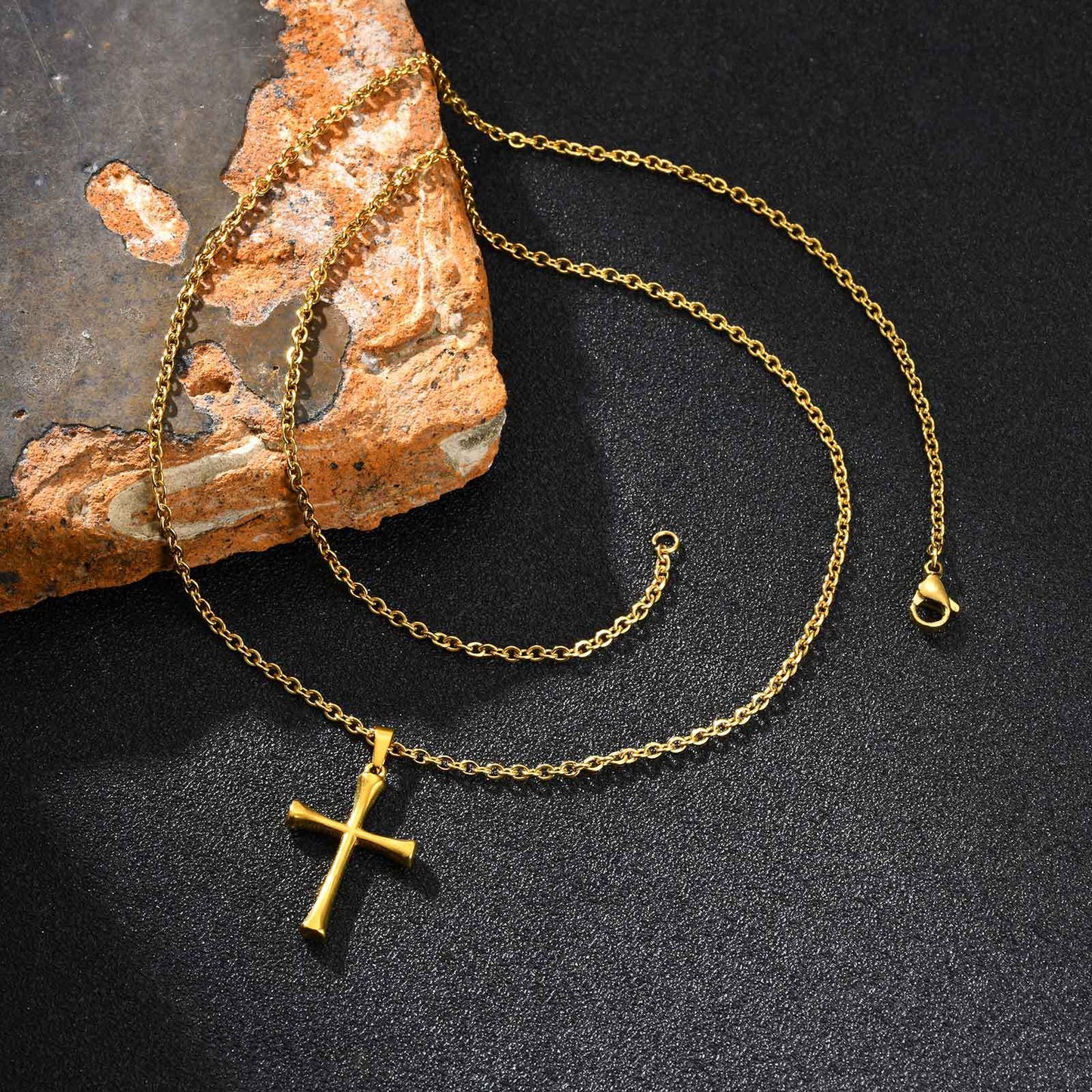 Planderful Stainless Steel Cross Pendant Twist Chain Men