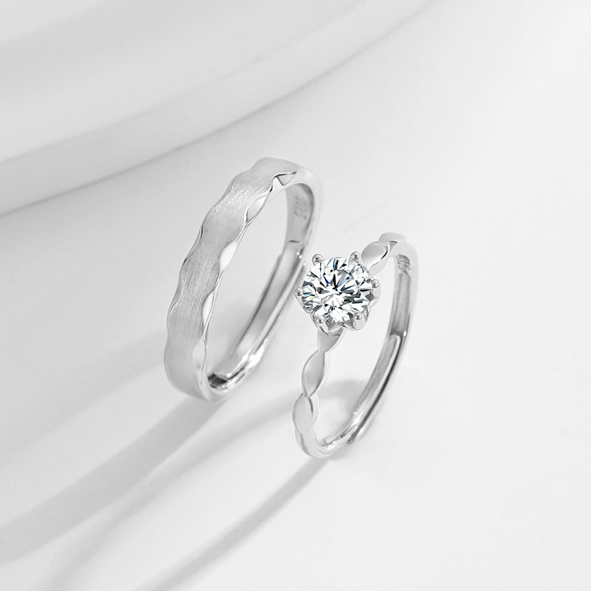 Planderful Everyday Genie S925 Sterling Silver Couple Ring for Life – Simple Brushed Korean Style Gift