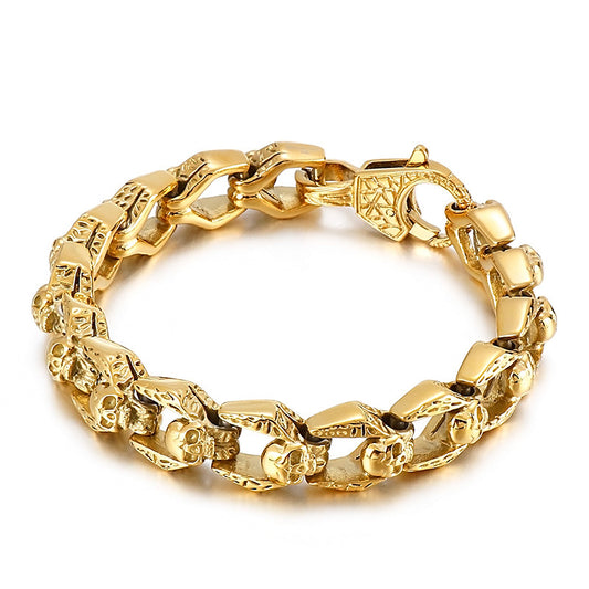 Planderful Skull Bracelet Men Titanium Steel Retro Style