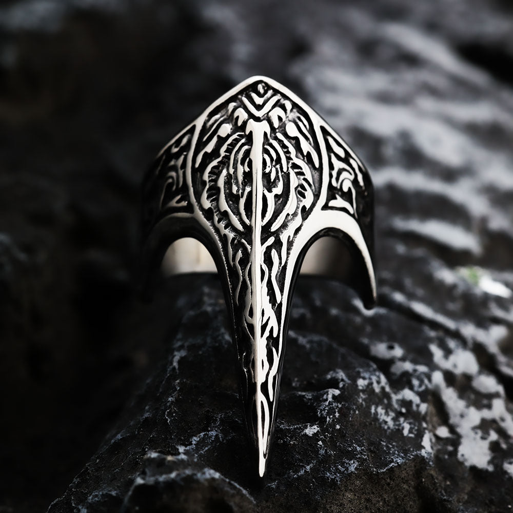 European And American Retro Stainless Steel Men's Ring Personalized Viking Defense Crow Ring