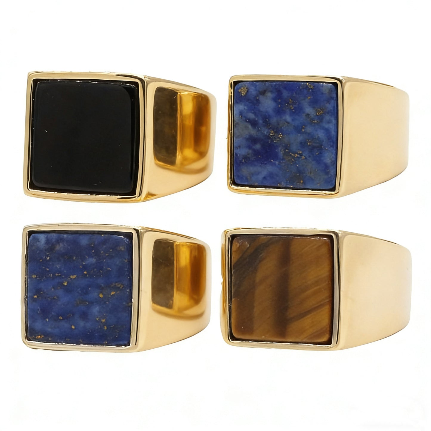 Planderful Everyday Genie Titanium Steel Ring For Men Unisex With Square Stone Statement
