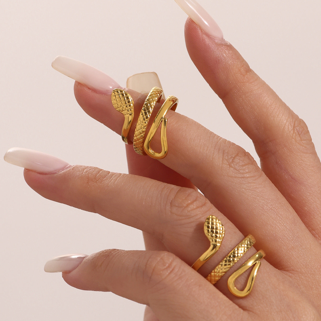 Planderful Snake Ring Stainless Steel Open Ring For Men