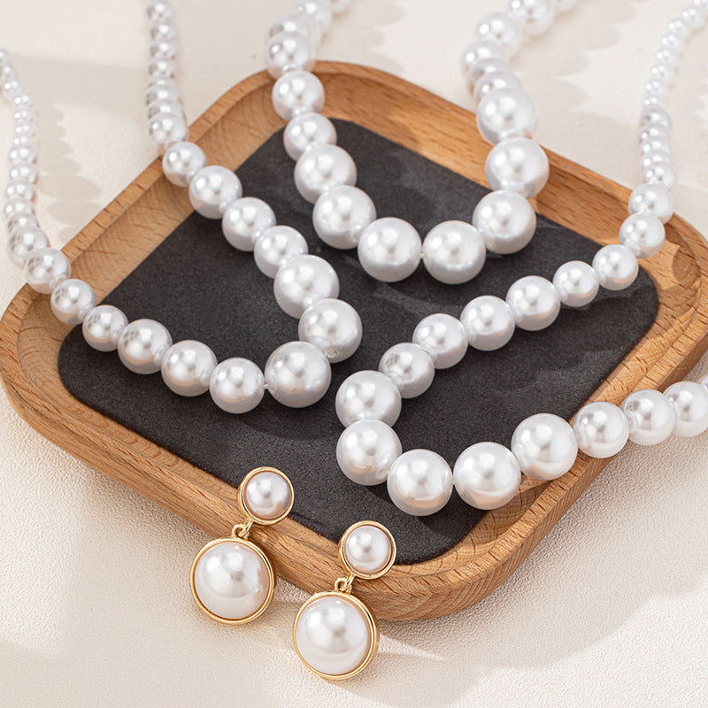 Light Luxury Pearl Necklace Earrings Set for Women Planderful