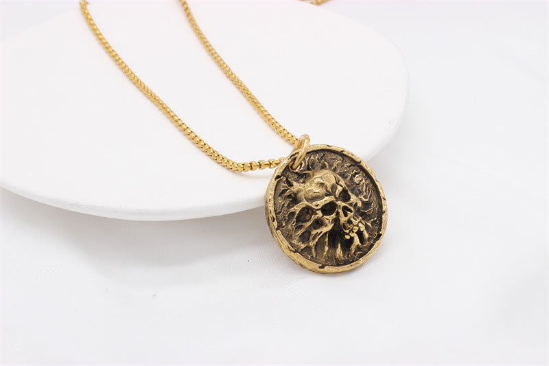 Skull Medallion Titanium Steel Pendant Necklace
