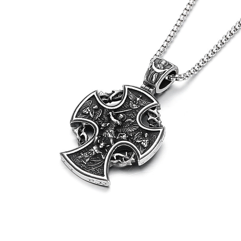 Steel Necklace – Vintage Viking Cross for Men