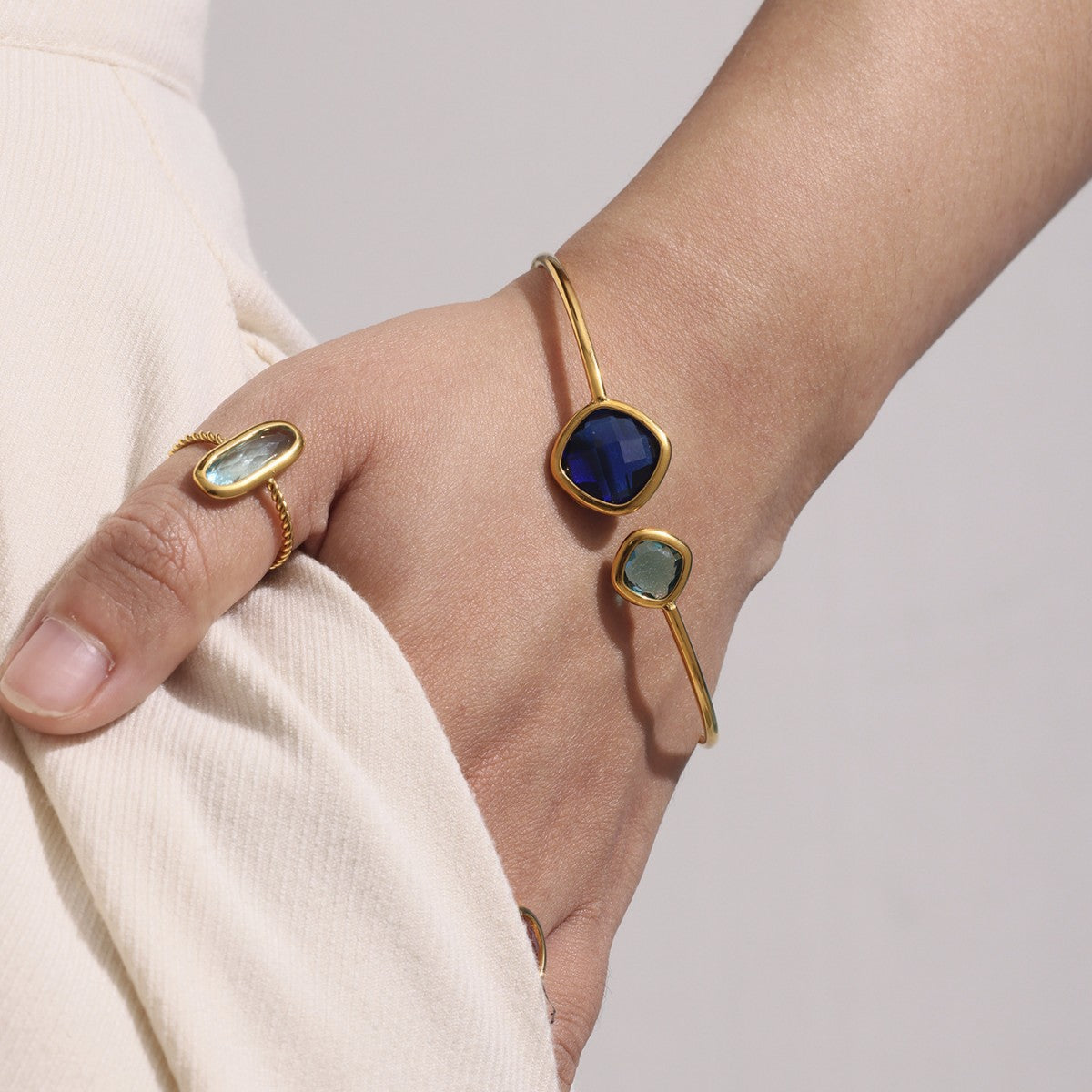 Planderful Czech Glass Stone Open Bracelet Women Fashion