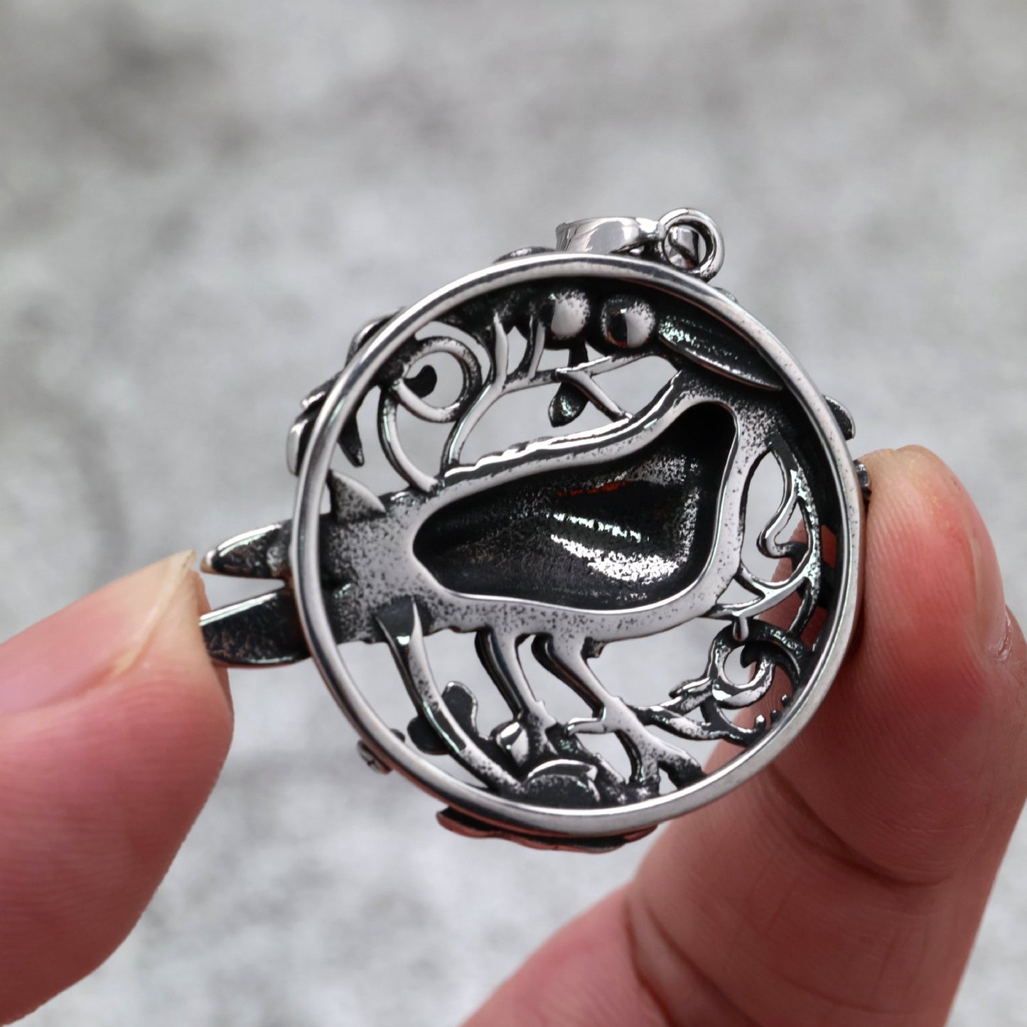 Planderful Magpie Pendant Necklace Unisex Stainless Steel European American Retro Single-Sided