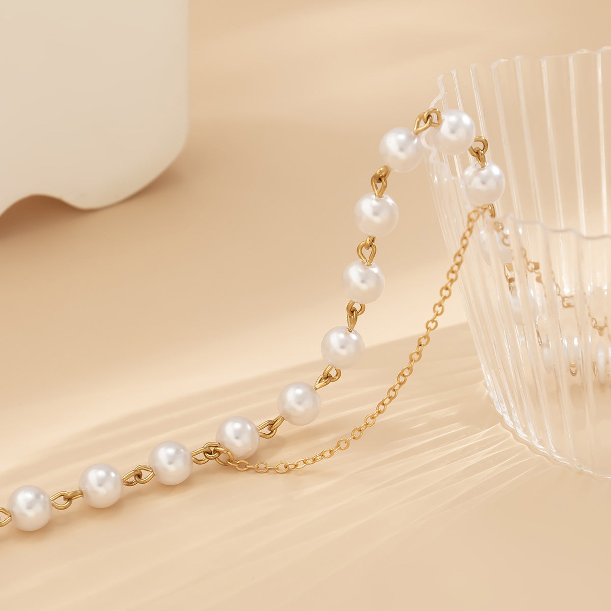 Imitation Pearl Fringed Necklace By Planderful Vienna Verve For Women Asymmetric Micro Inlaid Chic Elegant