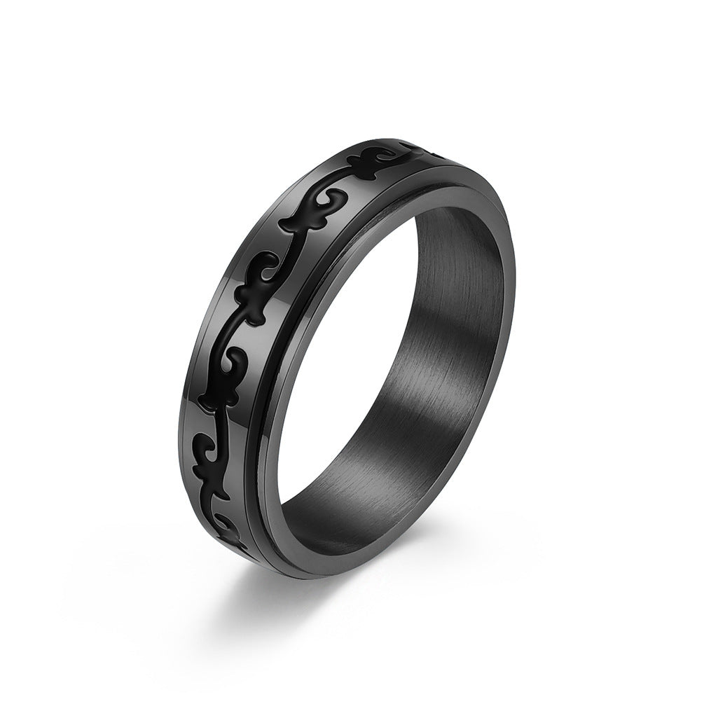 Titanium Steel Ring Unisex Retro Vine Design By Planderful Everyday Genie Gift For Him Or Her