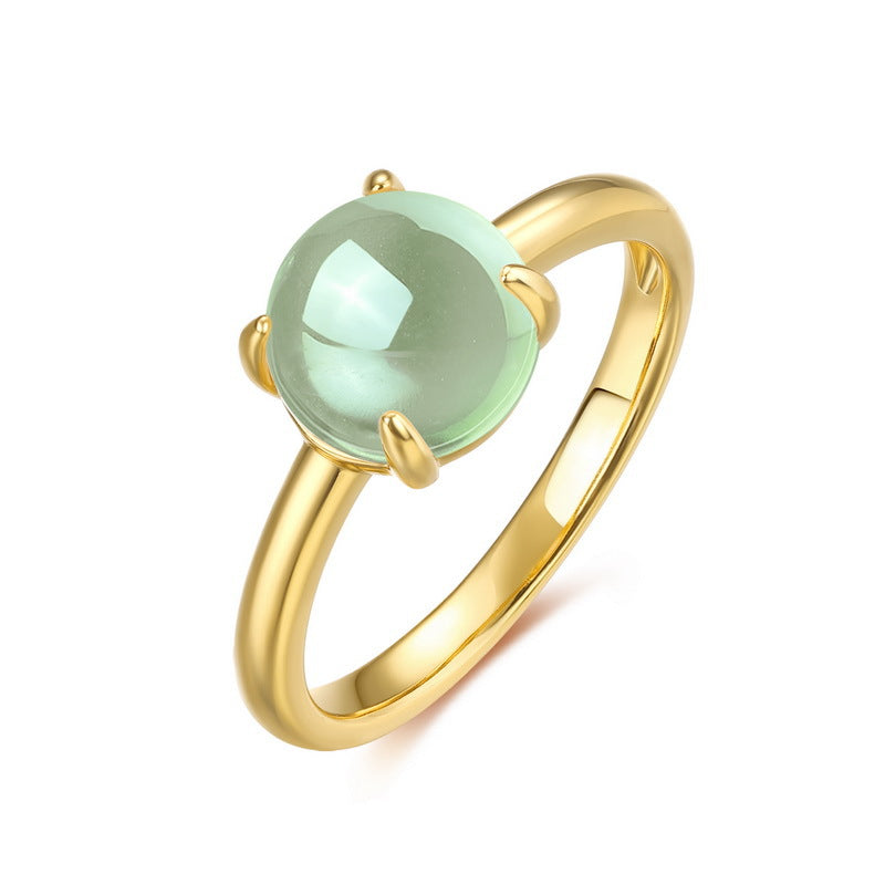 S925 Sterling Silver Colored Crystal Geometric Ring