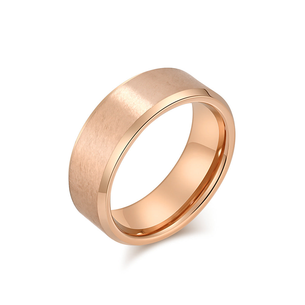 8mm Matte Brushed Tungsten Carbide Ring Men's Tungsten Gold