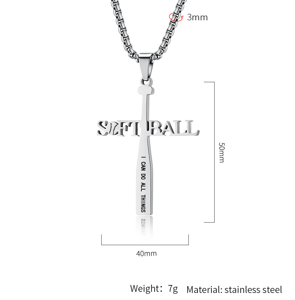 Baseball Necklace Titanium Steel Gold Letter Pendant For Athletes By Planderful Everyday Genie