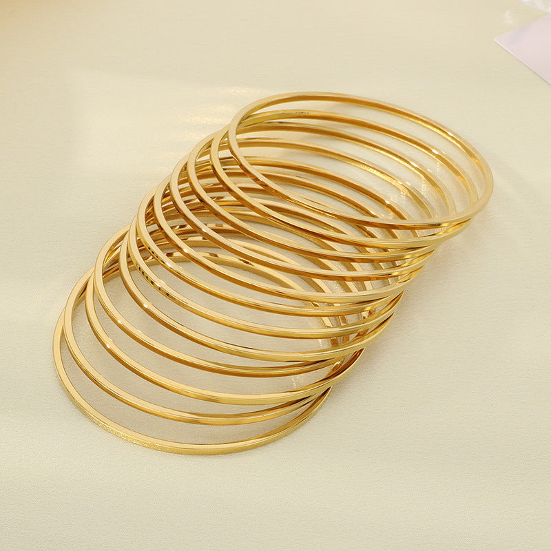 18k Vacuum Gold-Plated Straight-Facing 2mm Wide Square Line Bracelet – Stainless Steel