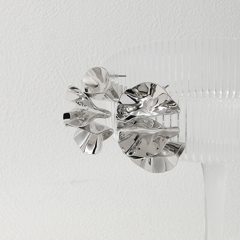 Chic Metal Pleated Women's Earrings - Vienna Verve Collection