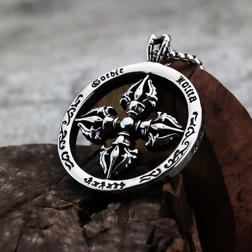 Round Geometric Stainless Steel Men's Pendant Necklace