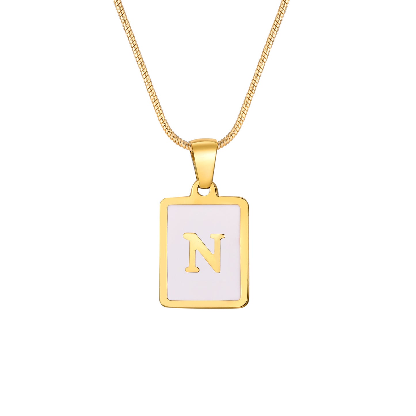 European And American Stainless Steel Gold Letter Pendant Necklace Women