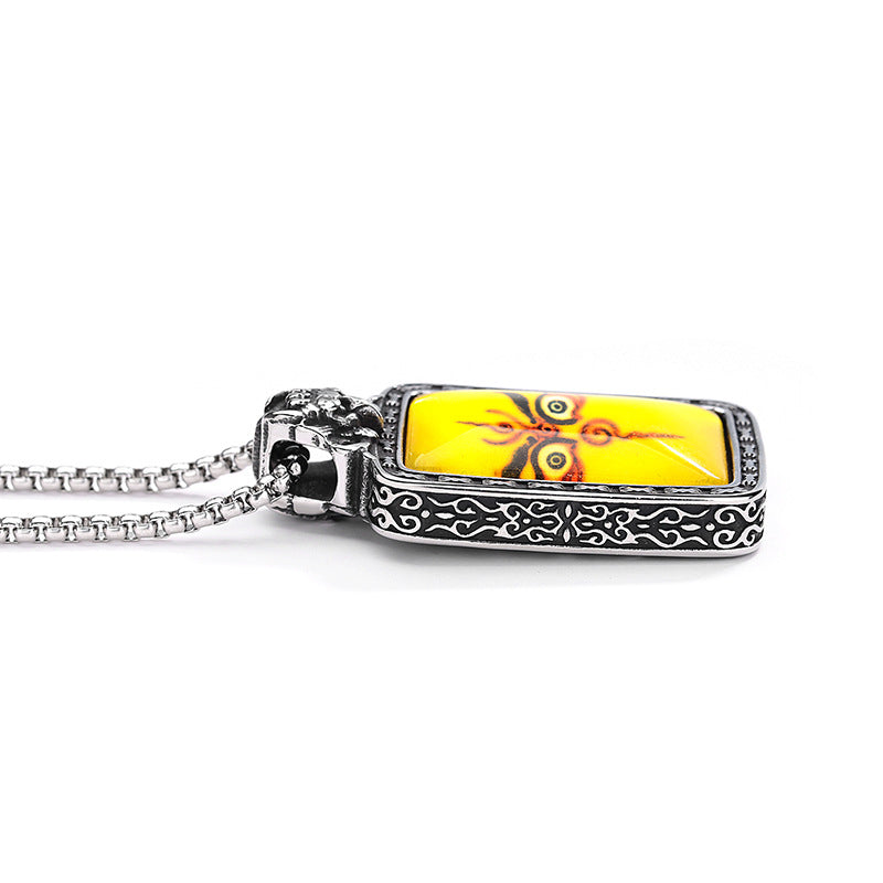 Steel Necklace - Statement Buddha Eye Thangka