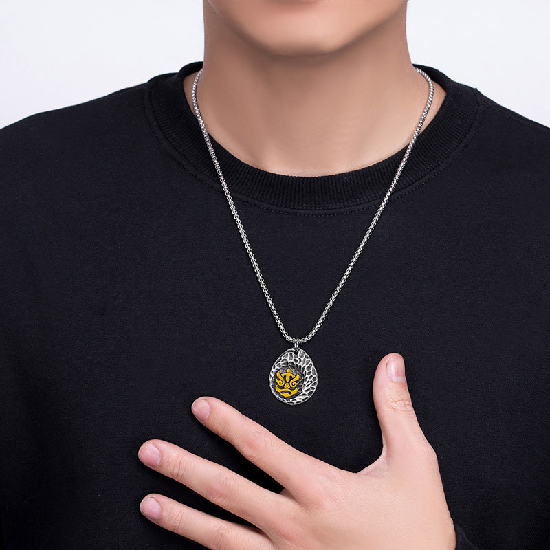 Titanium Steel Necklace – Elegant Mini Lion Dance Pendant for Men Planderful Everyday Guardian Jewelry