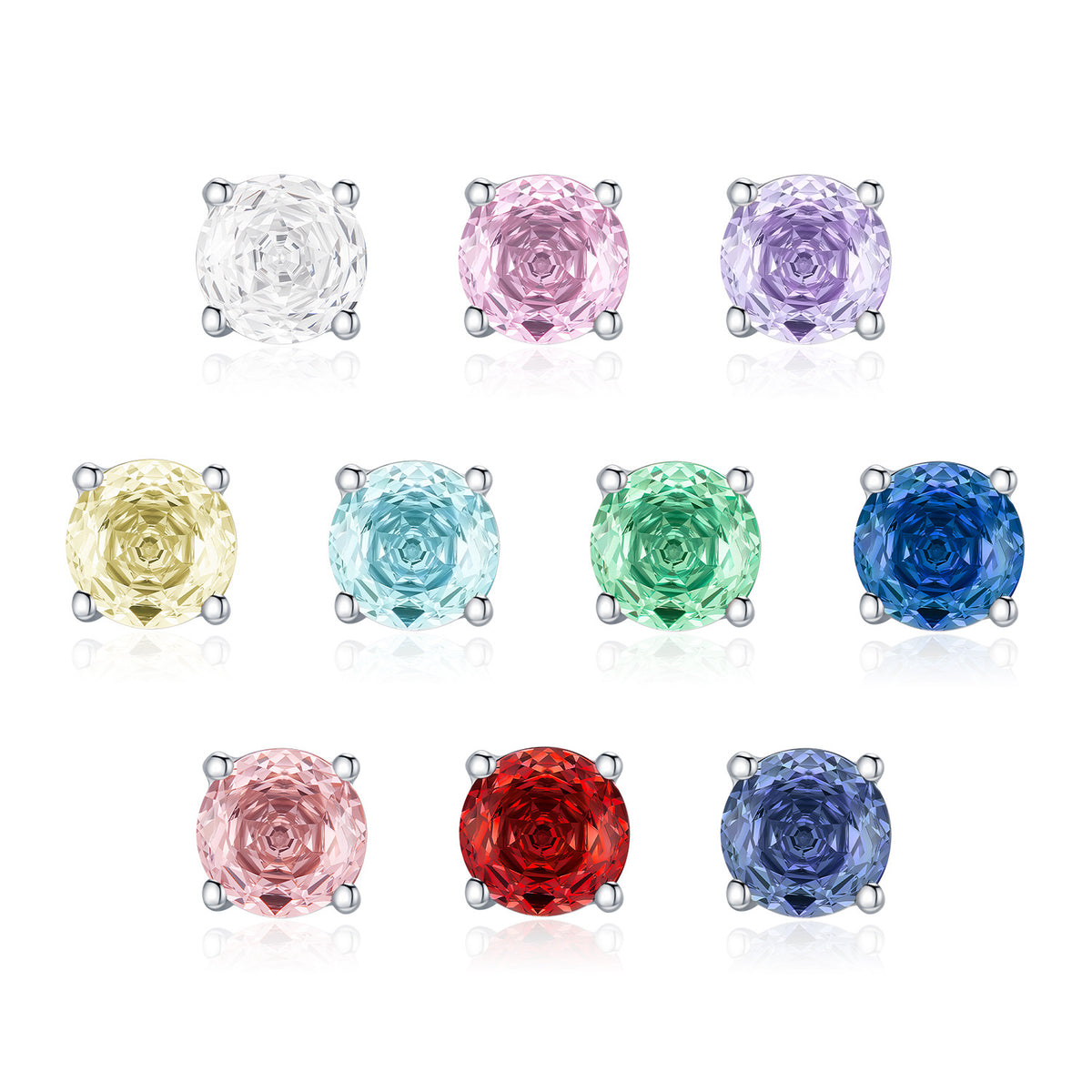 925 Sterling Silver Multicolor Rose-Cut Zircon Cartilage Stud