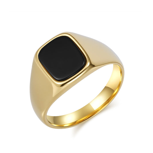 Planderful Tiger's Eye Ring Titanium Steel Inlaid Unisex Modern Gem Ring For Men And Women