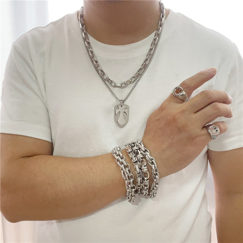 Personalized Retro Titanium Steel Cross Pendant Necklace for Trendy Men