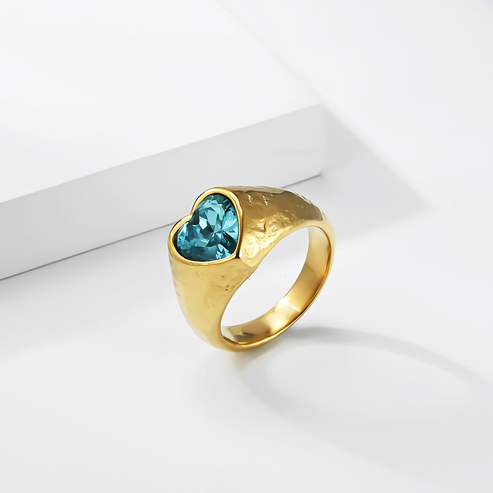 Steel Ring – Elegant Gold-Plated Heart-Shaped Everyday Wear Ring by Planderful Jewelry