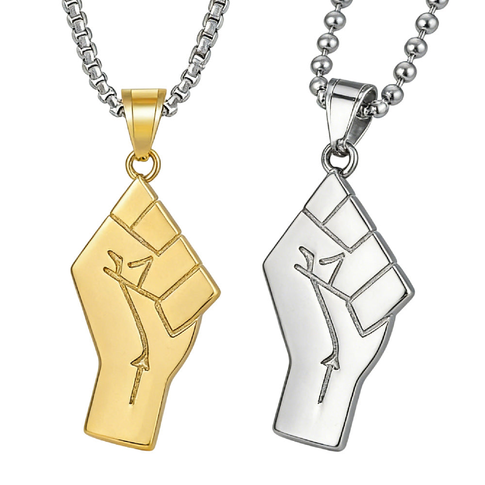 Planderful Stainless Steel Fist Pendant Hip Hop Jewelry For Men Women Unisex Protection Statement