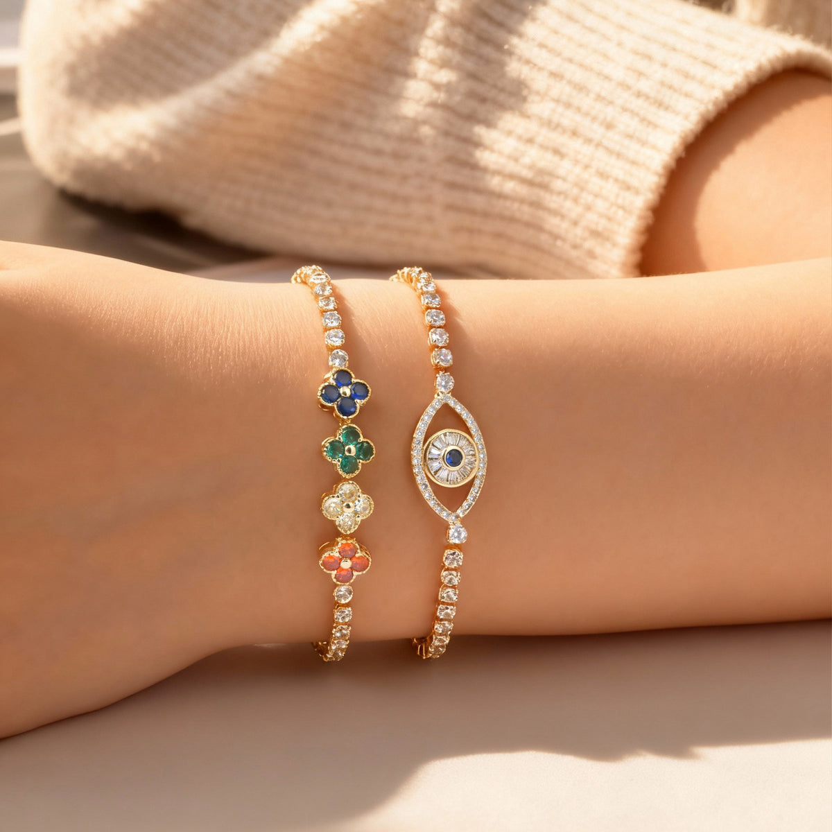 Devil's Eye Flower Zircon Copper Bracelet