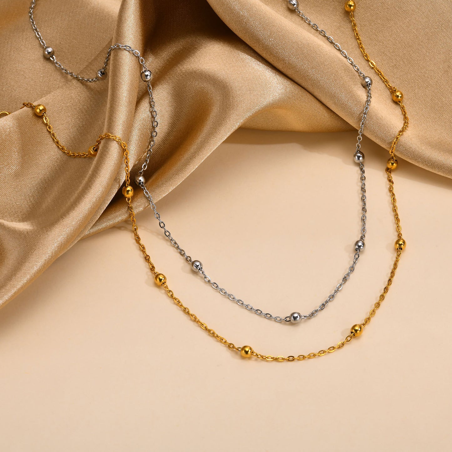 Stainless Steel Bead Chain Fashion Women Necklace Accessories