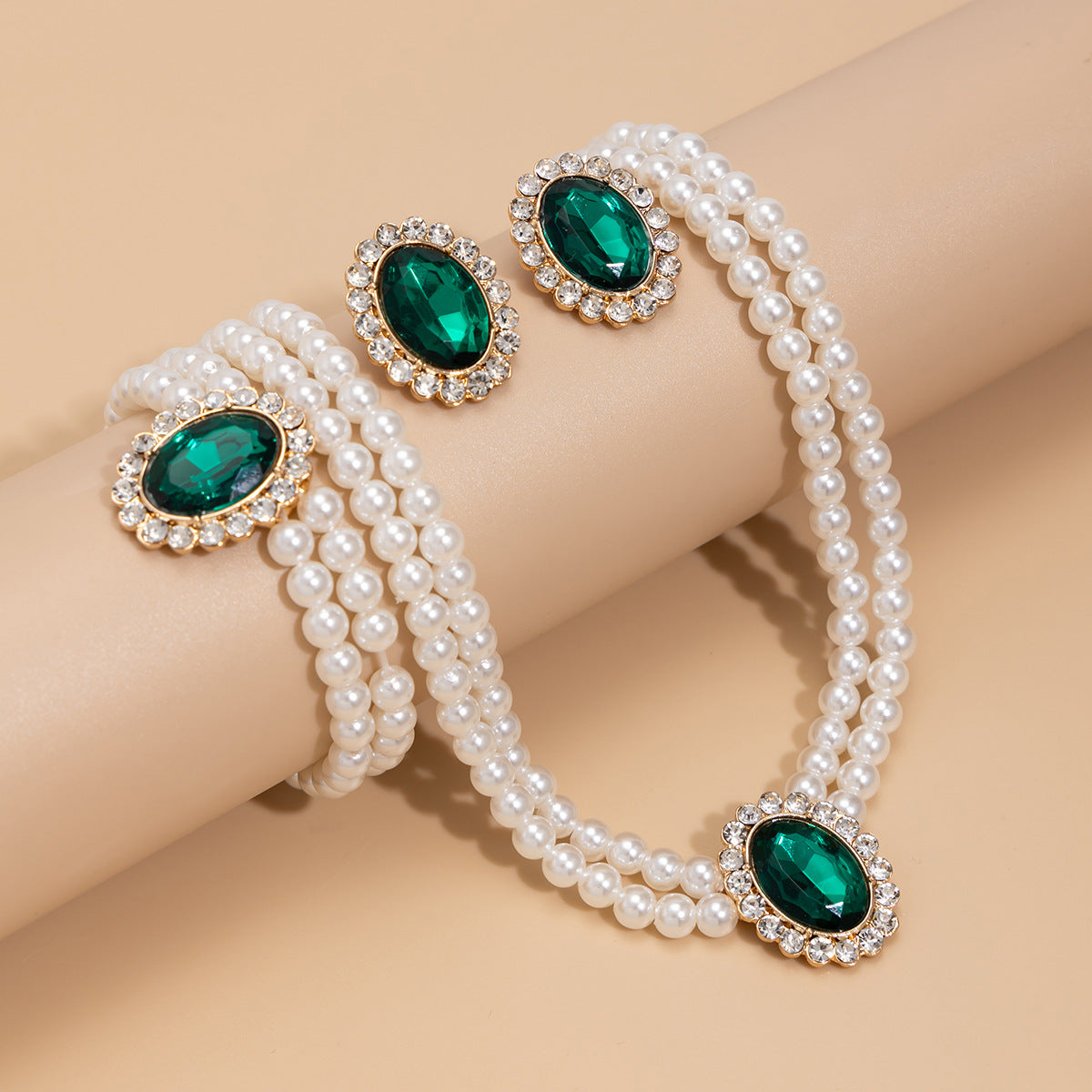 Planderful Vienna Verve Collection – Elegant Retro Pearl and Zircon Jewelry Set