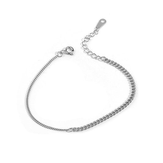 Stylish Splicing Flat Chain Design Sterling Silver Bracelet