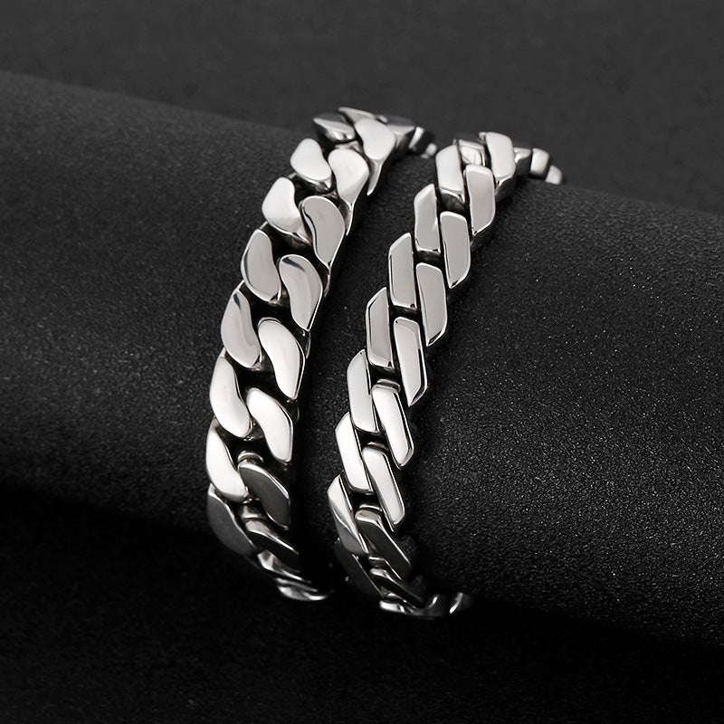 Stylish Korean-Inspired Personalized Stainless Steel Men's Punk Bracelet in Titanium for Trendy Looks