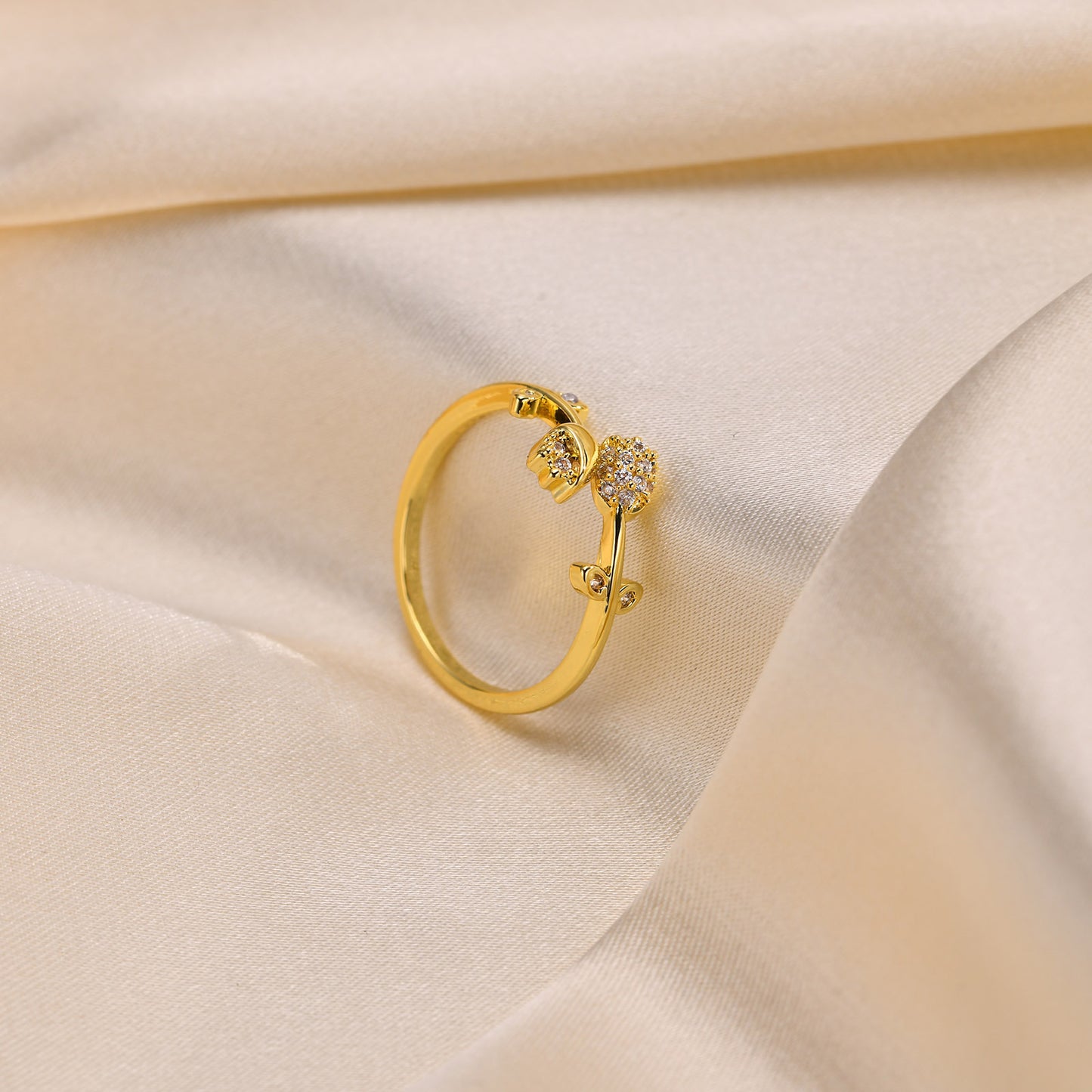Tulip Open Ring Adjustable Copper 18K Gold Fashion Jewelry
