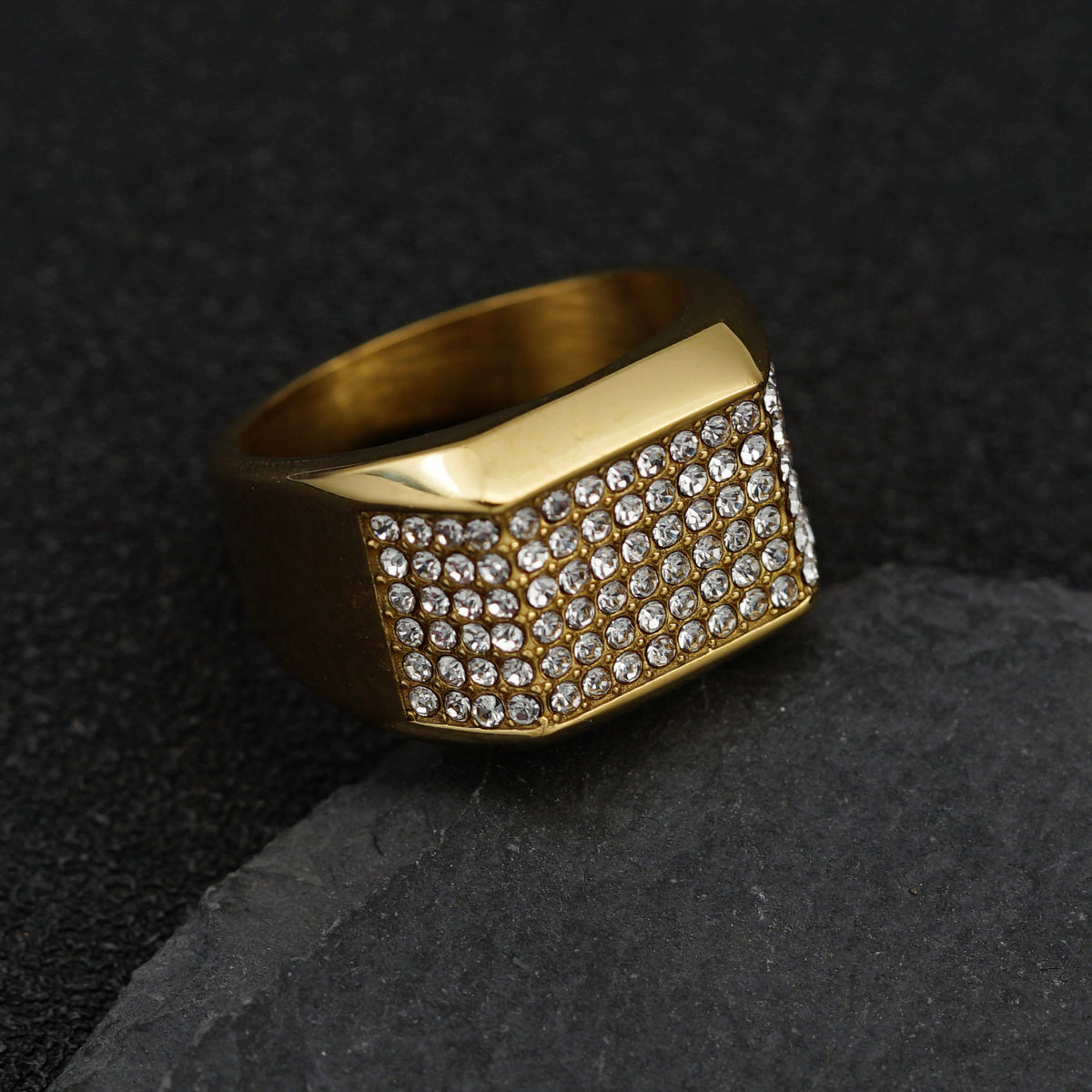 Planderful Stainless Steel Zircon Ring Unisex Statement For Hip Hop Club Wear Edition Iconic